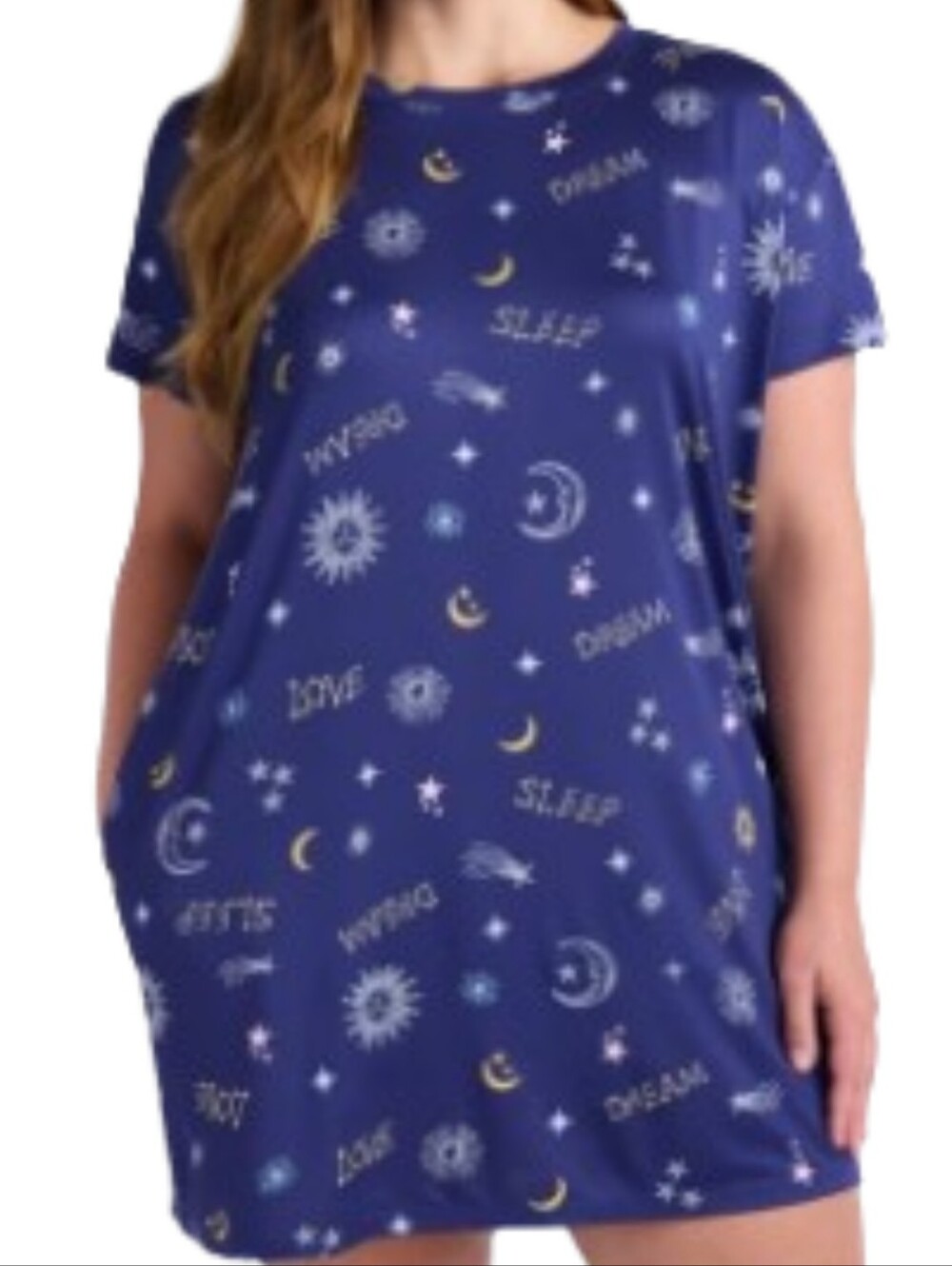 Joyspun Dreamy Soft Collection Blue Printed Sleepshirt Sz Lg